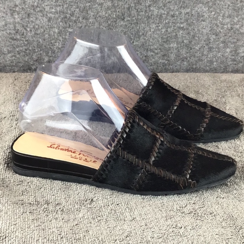 Salvatore Ferragamo Sport Black Calfskin Mules with Quilted Design Sz 6.5 B EUC - Picture 4 of 9